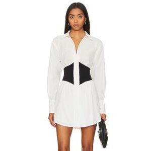 SOVERE Reminisce Corset Shirt Dress in Black & White